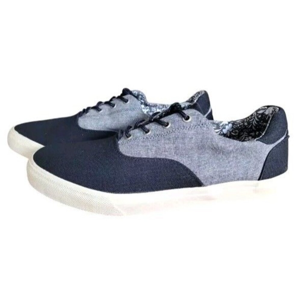 Crevo Footwear Black Gray Canvas Tie Up Casual Sneakers US Men's 12